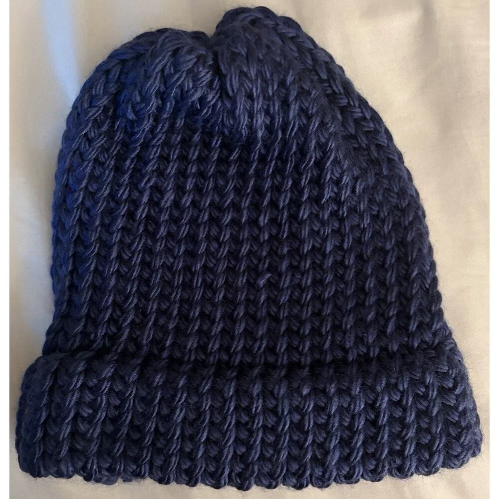Handmade Dark Blue Winter Beanie Hat and Scarf Set for Kids Winter Wear